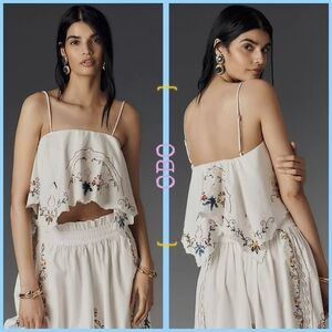 Anthropologie Hanky Crop Cutwork Tank